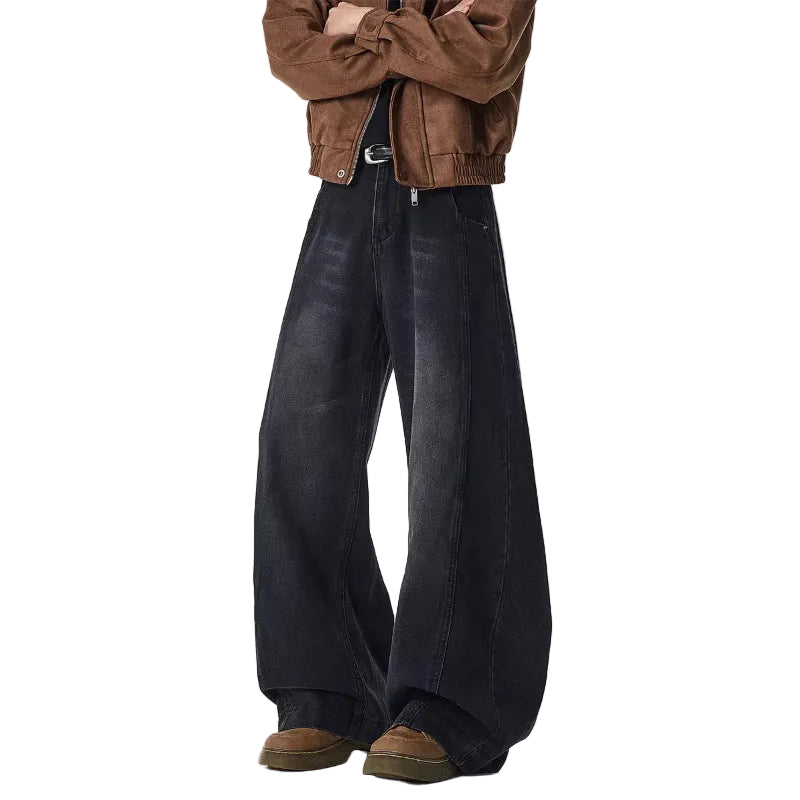 Men's Dark Wash Retro Wide Leg Jeans