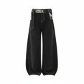 Men's Black Denim Jeans with Plaid Pocket Detail