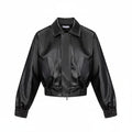 Men's Faux Leather Balloon Sleeve Bomber Jacket