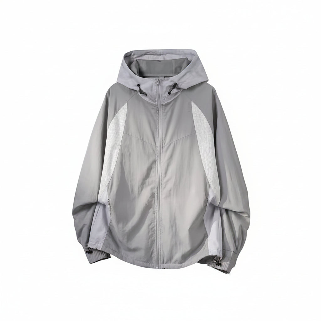 Men's Oversized Colour Block Windbreaker Jacket - Grey