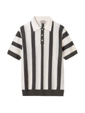 Men's Striped Knit Polo Shirt - Black & White