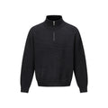 Men's Oversized Quarter-Zip Pullover Sweatshirt - Black