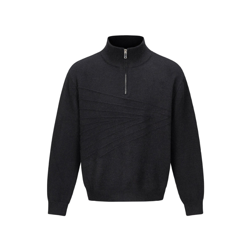 Men's Oversized Quarter-Zip Pullover Sweatshirt - Black