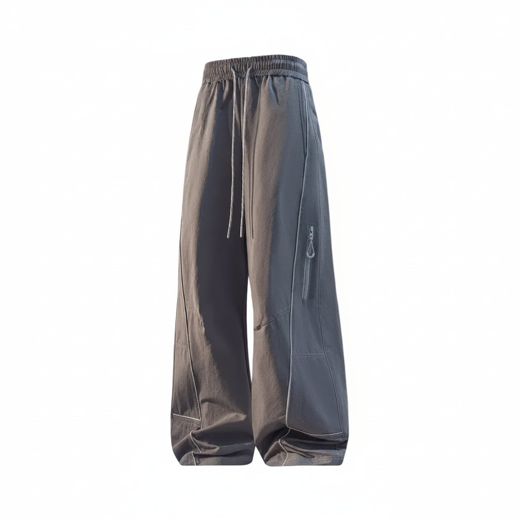 Men's Baggy Nylon Track Pants - Slate Grey