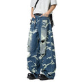 Men's Camo Print Distressed Baggy Jeans