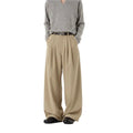 Men's Double Pleated Wide Leg Dress Trousers - Khaki
