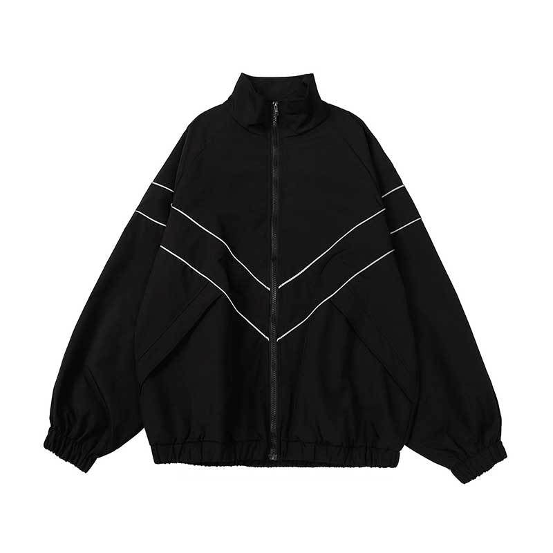 Men's Oversized Windbreaker Jacket - Black