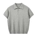 Men's Cable Knit Short Sleeve Polo Shirt - Neutral Tones