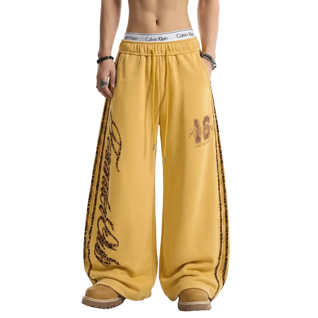 Men's Leopard Panel Baggy Track Pants