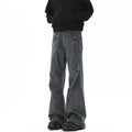 Men's Washed Cargo Flare Pants - Grey