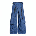Men's Pleated Wide Leg Linen Trousers with Rope Belt