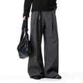 Men's Pleated Wide Leg Dress Pants with Charm Detail