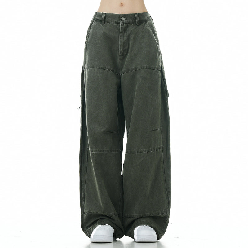 Men's Wide Leg Cargo Pants - Army Green