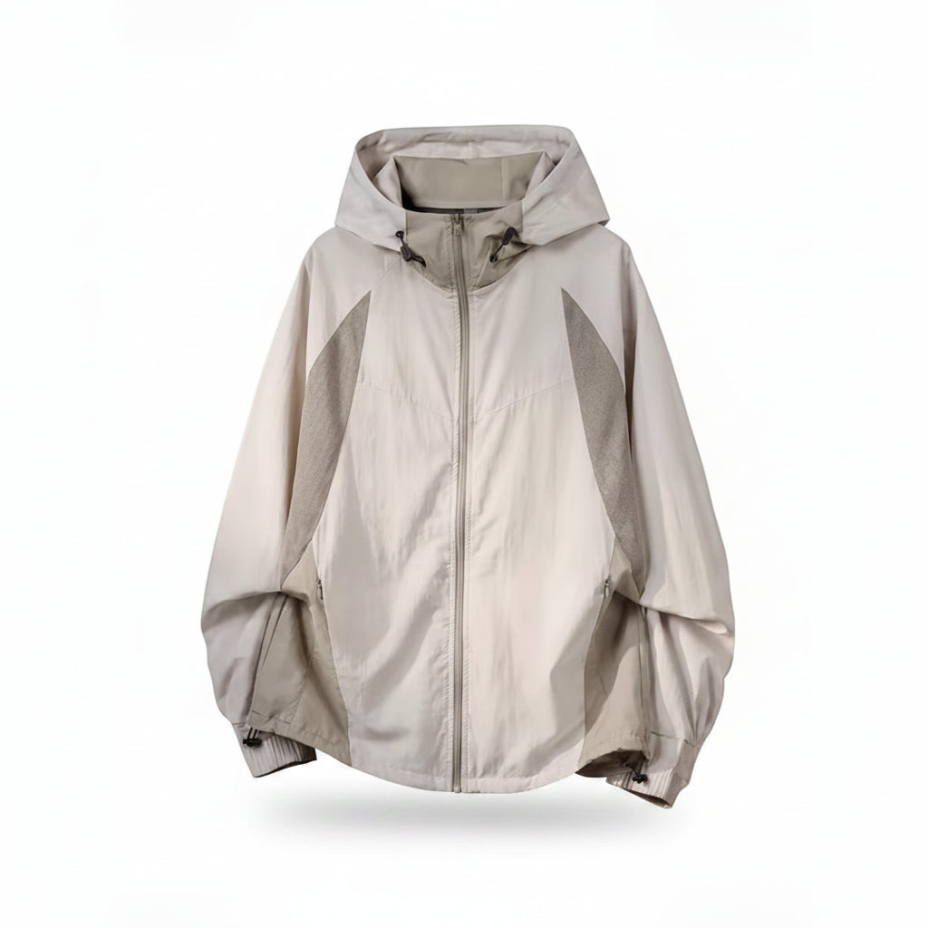 Men's Oversized Colour Block Windbreaker Jacket - Sand
