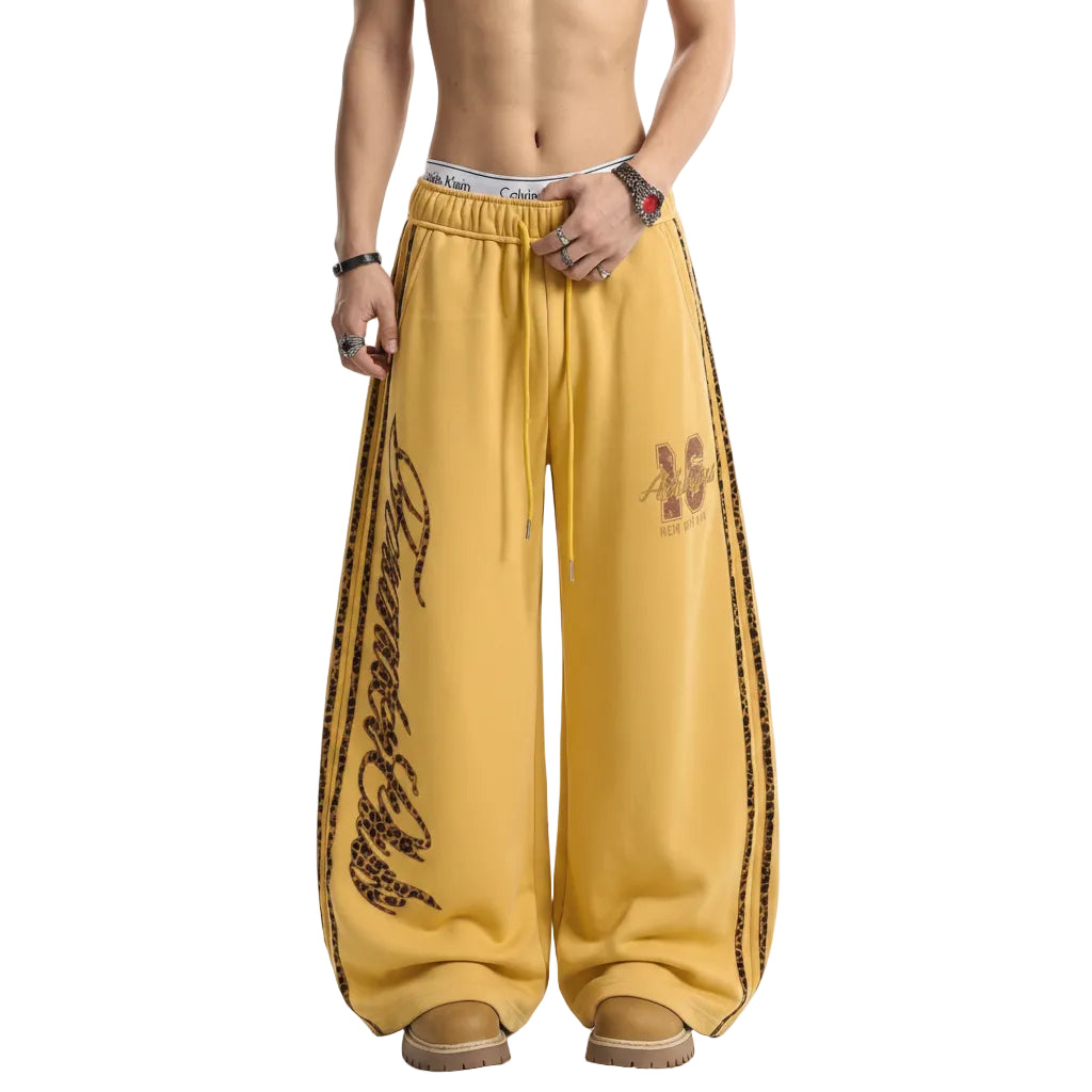 Men's Leopard Panel Baggy Track Pants