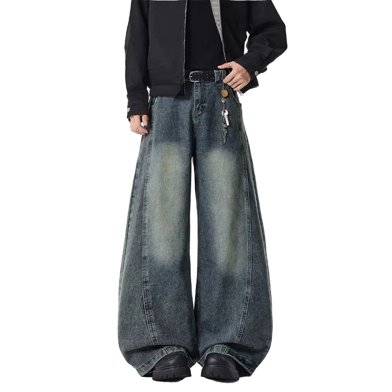 Men's Vintage Washed Baggy Wide Leg Jeans