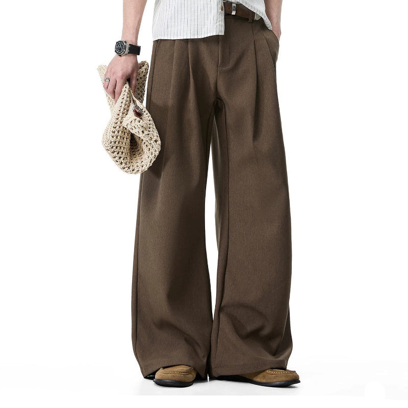 Men's Pleated Wide Leg Trousers
