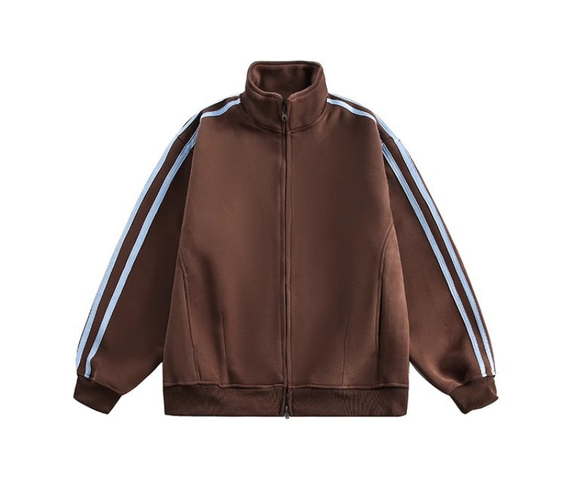 Men's Oversized Varsity Track Jacket - Brown