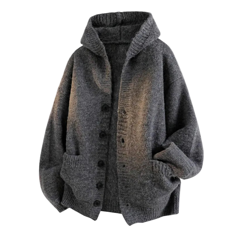 Men's Oversized Hooded Knit Cardigan