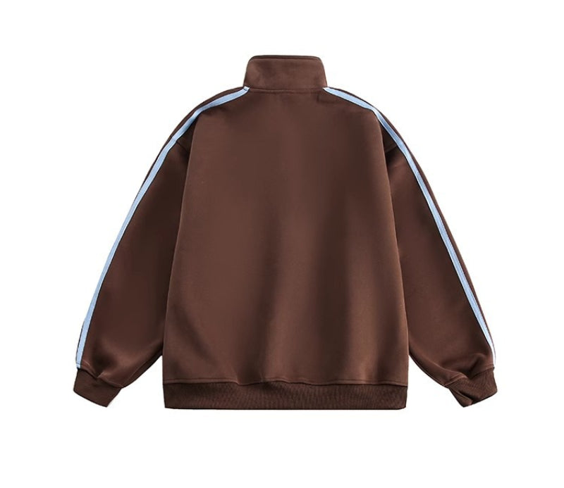 Men's Oversized Varsity Track Jacket - Brown