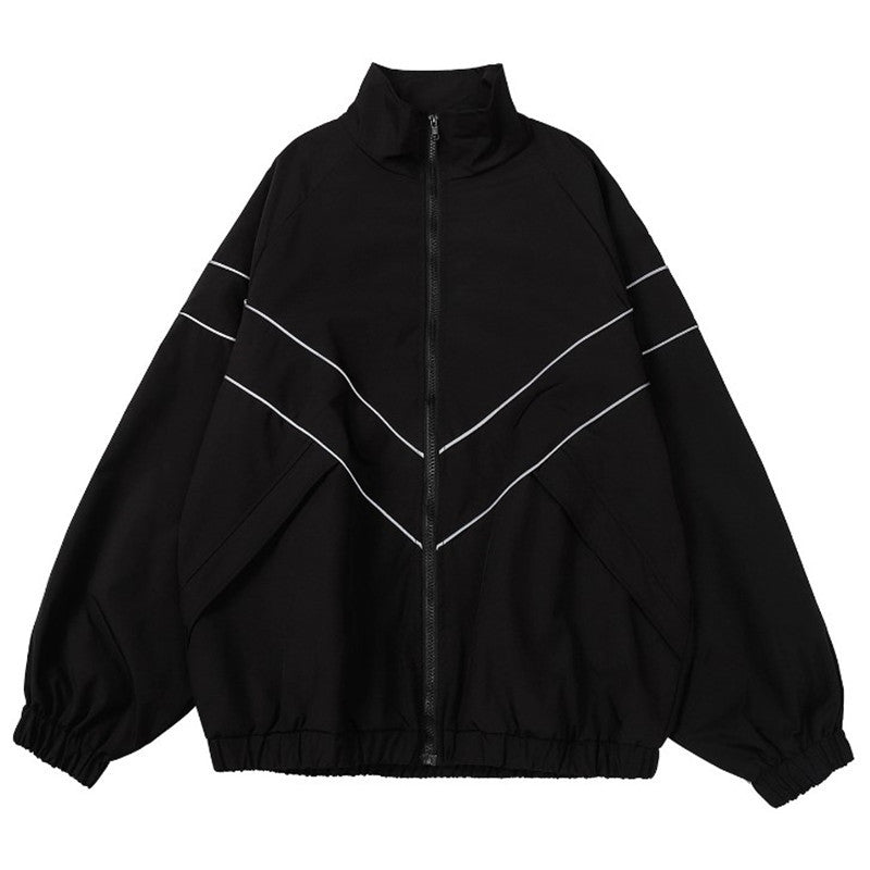Men's Oversized Windbreaker Jacket - Black