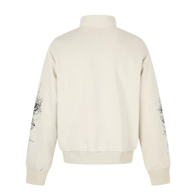 Men's Union Jack Leopard Print Zip-Up Track Jacket - Cream