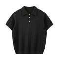 Men's Cable Knit Short Sleeve Polo Shirt