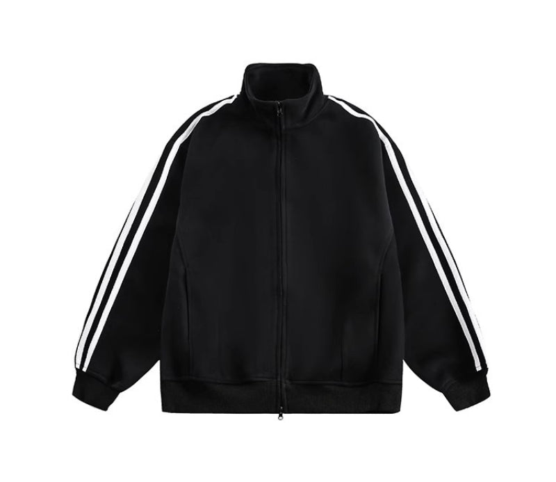 Men's Oversized Varsity Track Jacket - Black
