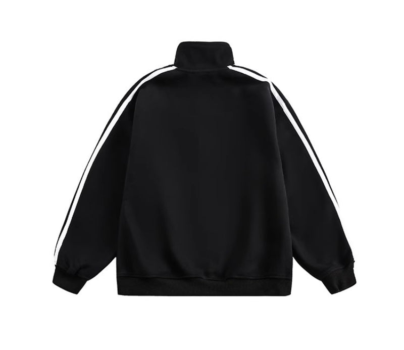 Men's Oversized Varsity Track Jacket - Black