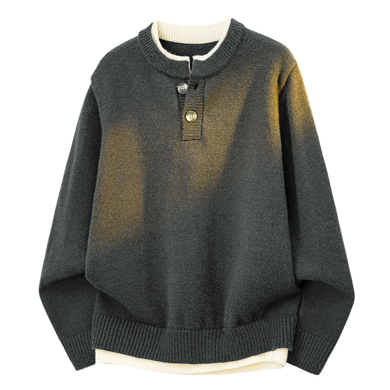 Men's Oversized Henley Knit Sweater