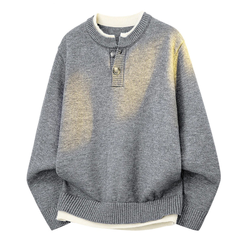 Men's Oversized Henley Knit Sweater